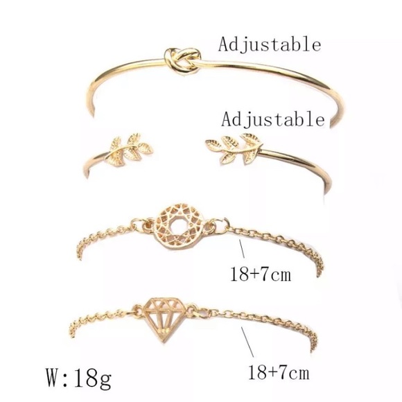 Gold Four Piece Adjustable Bracelet Set - Picture 2 of 2